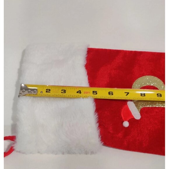18" Red Velvet Christmas Stockings with White Plush Cuff Monogram Letter P - Picture 8 of 10